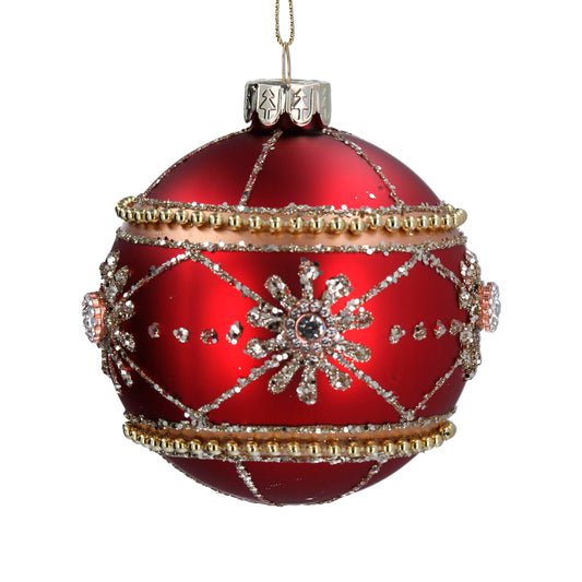 Red Diamante Glass Bauble