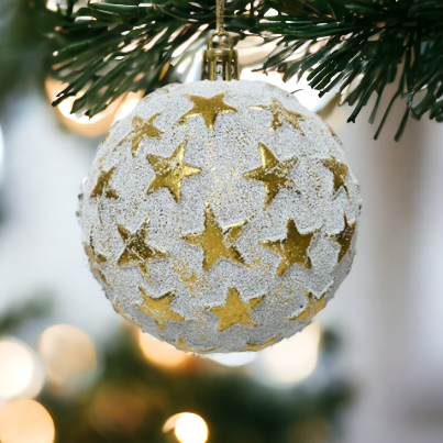 Gold Star Frosted Christmas Bauble