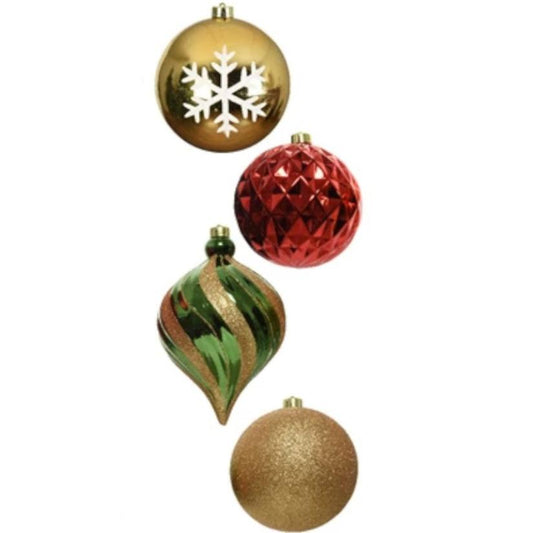 Large Red, Green and Gold Christmas Baubles Set