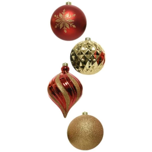 Large Red And Gold Christmas Baubles Set