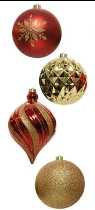 Pack of 6 Red and Gold Large Baubles