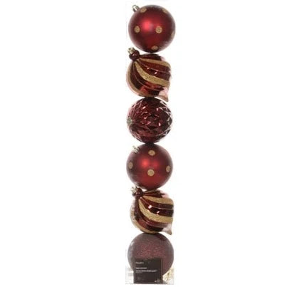 Pack of 6 Oxblood Large Baubles