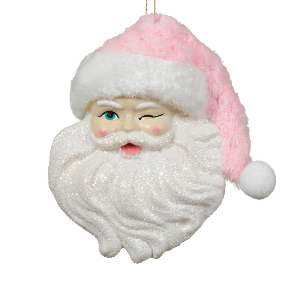 Pink Santa Head Hanging Christmas Decoration