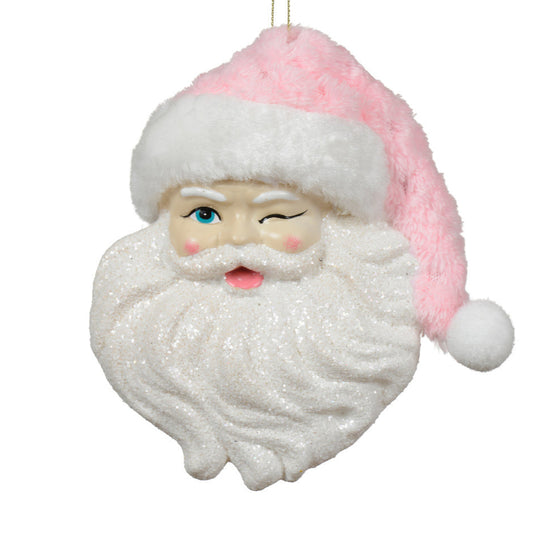 Pink Santa Head Hanging Christmas Decoration