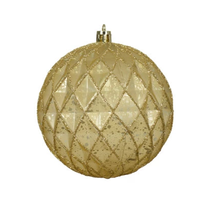 Antique Gold Large Christmas Bauble 10cm