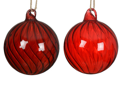 Red Translucent Swirl Bauble 10cm