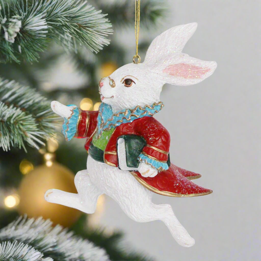 White Rabbit Hanging Christmas Tree Decoration