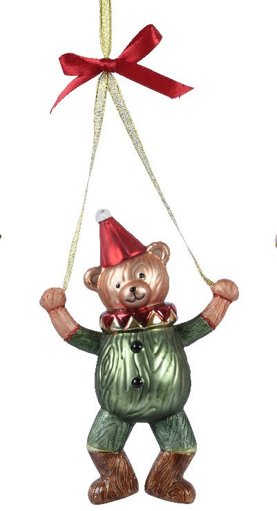 Glass Hanging Teddy Bear Decoration