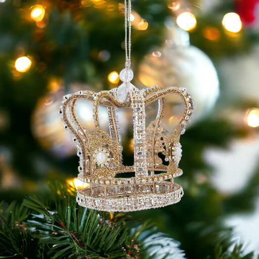 Gold Diamante Crown Christmas Hanging Decoration