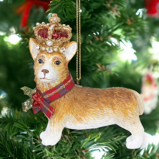 Corgi with Crown Christmas Hanging Decoration