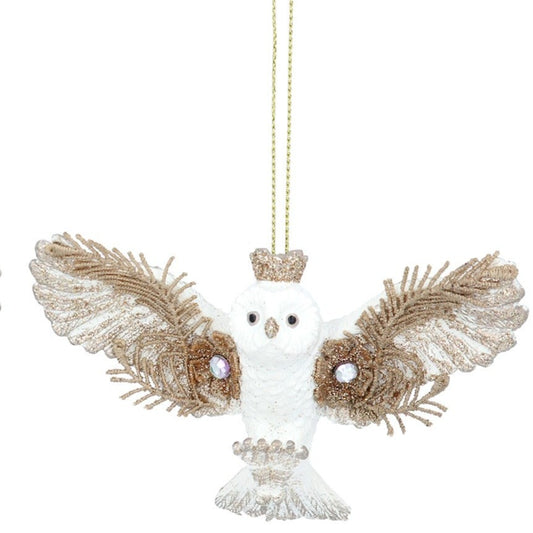 White Diamante Owl Hanging Decoration