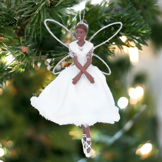 White Dress Ballerina Fairy Hanging Christmas Decoration