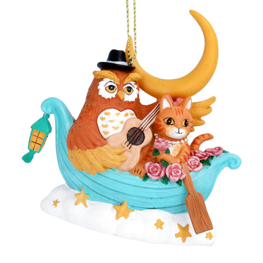 Owl and Pussycat in Boat Hanging Decoration