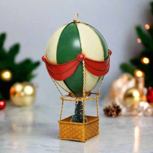 Antique Finish Green Hot Air Balloon Ornament