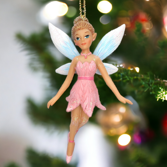 Gisela Graham Pink Tinkerbell Hanging Christmas Tree Decoration