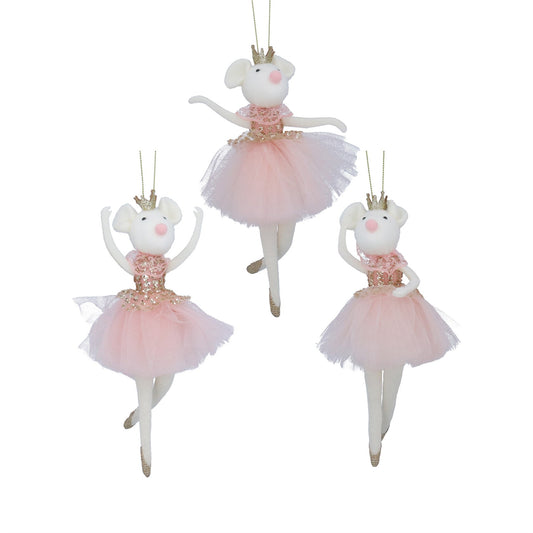 Set of 3 Fabric Ballerina Mouse Hanging Decoration