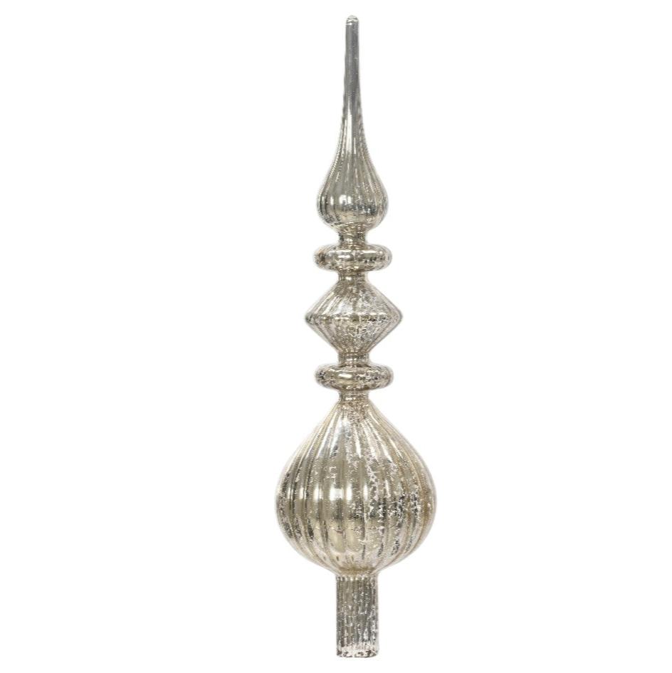 Antique Silver Glass Christmas Tree Topper