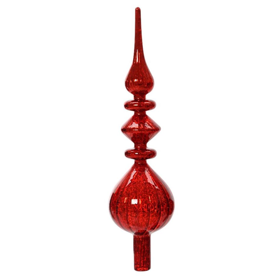 Antique Red Glass Christmas Tree Topper Decoration