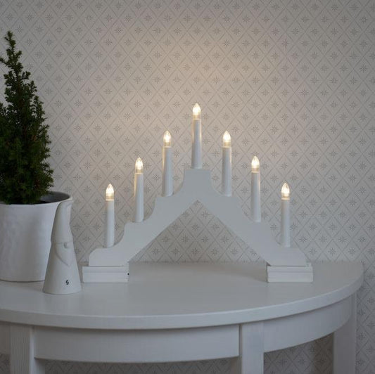 White 7 Bulb LED Candle Bridge Battery Operated