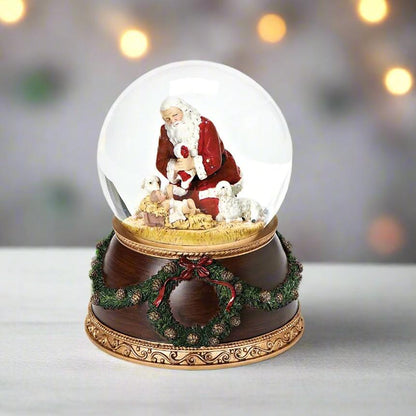 Christmas Snow Globe with Santa and Baby Jesus Scene