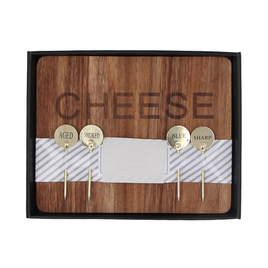 Wooden Cheese Board with Metal Labels