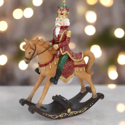 Nutcracker on Rocking Horse Christmas Ornament