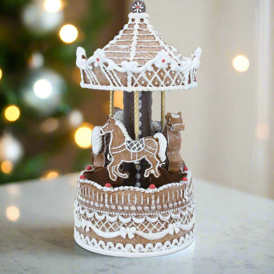 Gingerbread Christmas Carousel Music Box