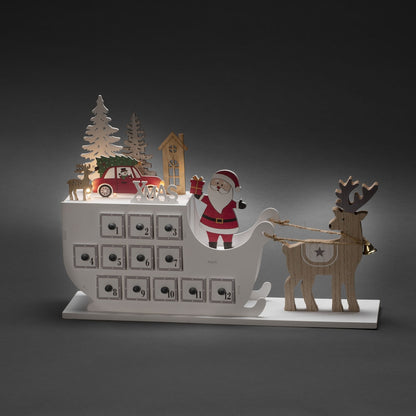 Santa Sleigh Christmas Advent Calendar LED