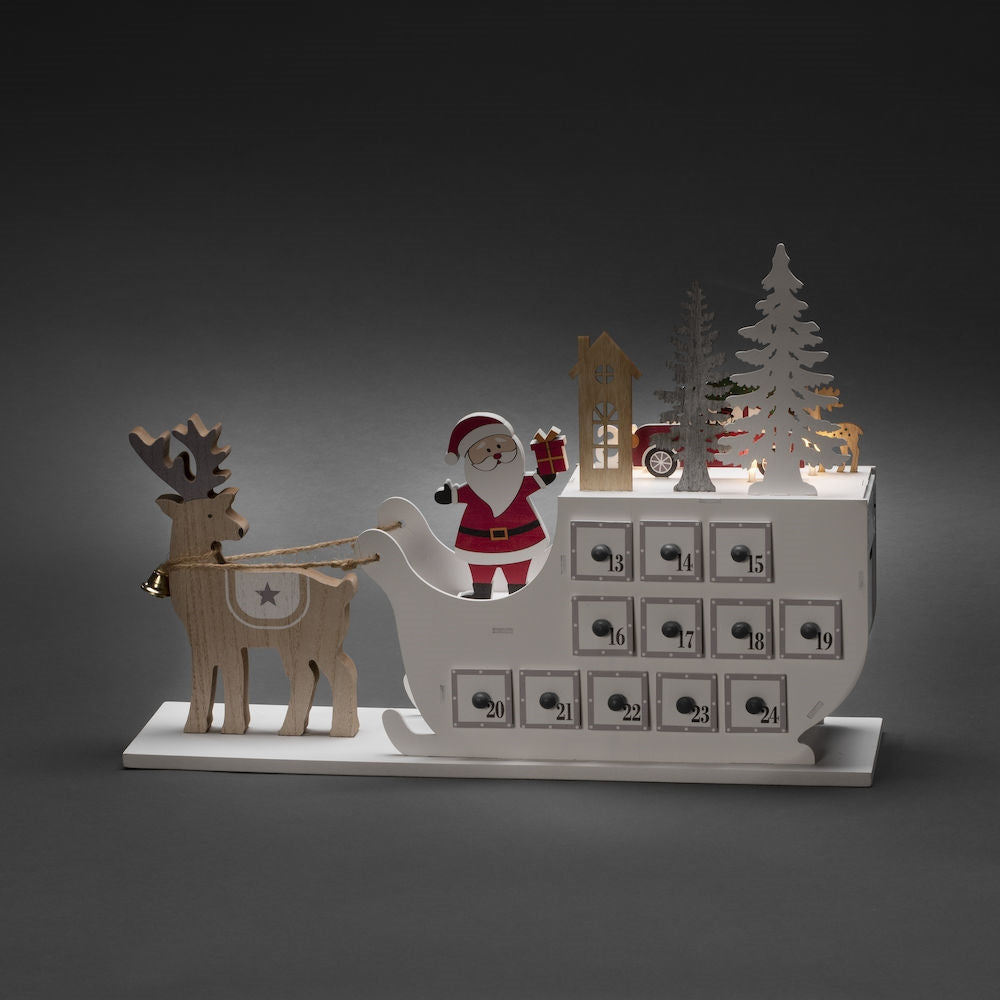 Santa Sleigh Christmas Advent Calendar LED