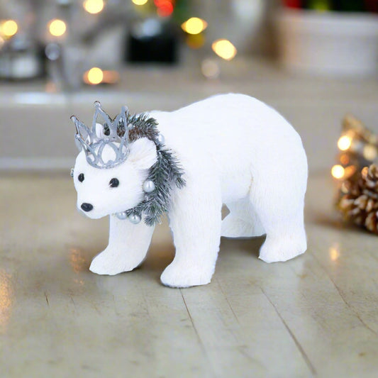 Polar Bear with Crown Christmas Ornament