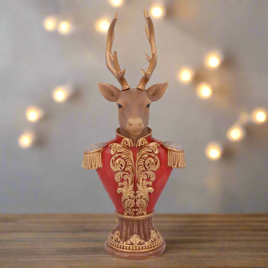 Soldier Stag Head Bust Christmas Ornament