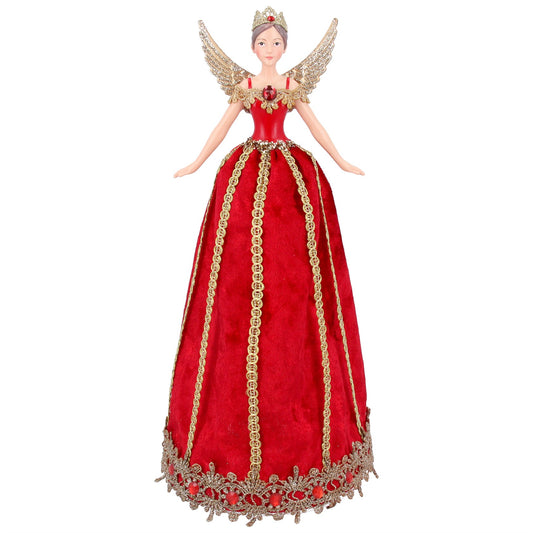 Luxury Red Velvet Christmas Fairy Tree Topper 28cm