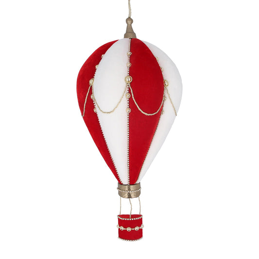 Red and White Christmas Hot Air Balloon Wall Plaque Decoration