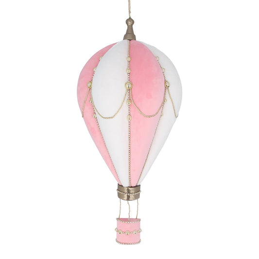 Pink and White Christmas Hot Air Balloon Wall Plaque Decoration