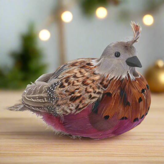 Feather Sitting Partridge Christmas Ornament