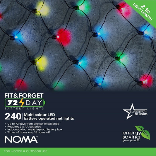 Noma 240 Multi Colour LED Net Lights Battery Operated