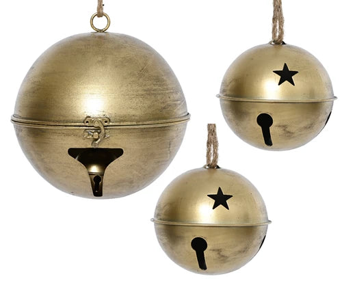 Set of 3 Gold Large Christmas Bell Decorations