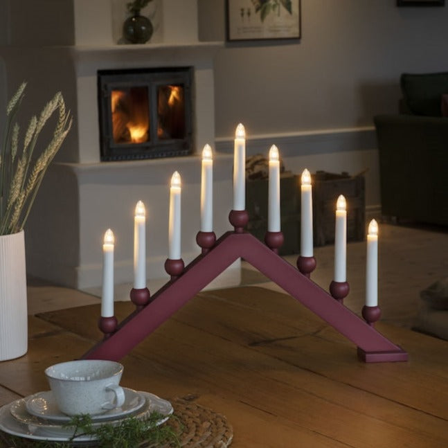 Deep Red 9 Bulb Candle Bridge