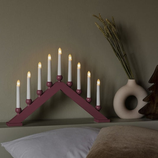 Deep Red 9 Bulb Candle Bridge