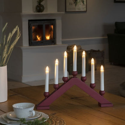 Deep Red 7 Bulb Candle Bridge