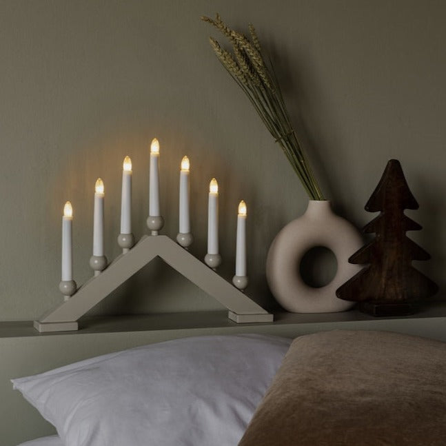 Beige 7 Bulb Candle Bridge