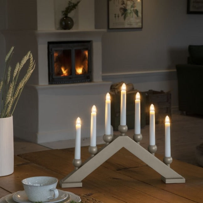 Beige 7 Bulb Candle Bridge