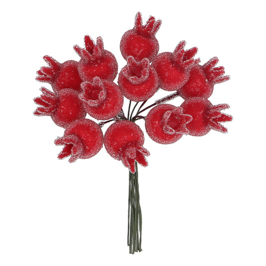 Frosted Red Rosehip Bunch Christmas Pick