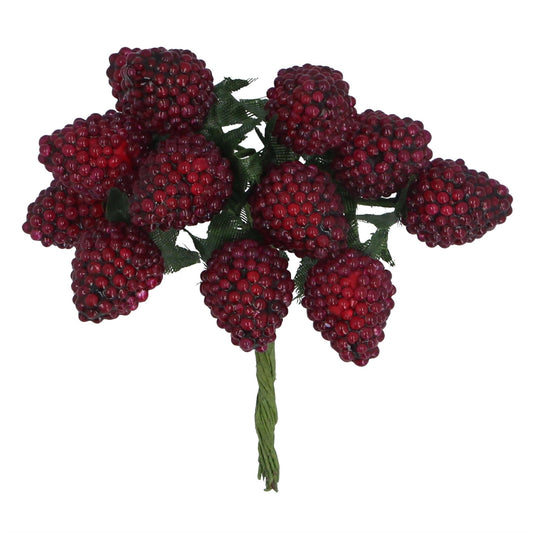 Dark red Raspberry Bunch Christmas Pick Decoration