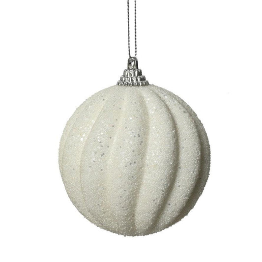 Winter White Glitter Christmas Bauble 8cm