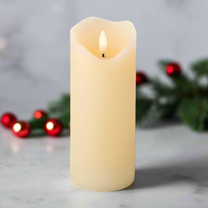 Cream Wax LED Pillar Candle Melted Effect 13cm