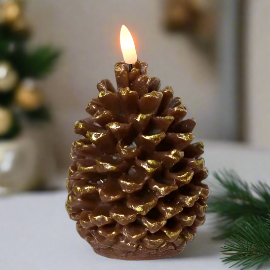 Pinecone LED Wick Christmas Candle 13cm