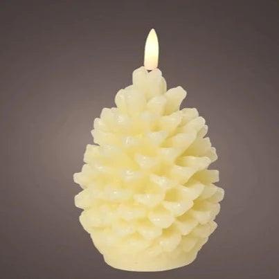 Cream Pinecone LED Candle 13cm
