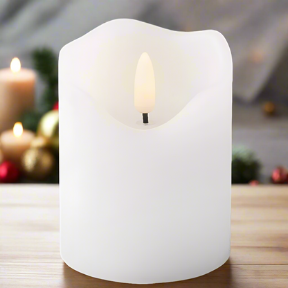 White Wave Top LED Wax Candle 9cm