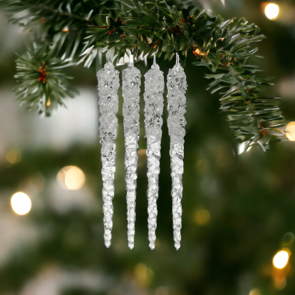 Glitter Icicles with Diamonds Christmas Tree Decoration